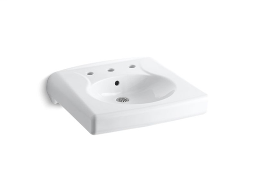 Brenham™ wall-mounted or concealed carrier arm mounted commercial bathroom sink with widespread faucet holes, antimicrobial finish, White