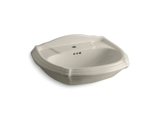 Portrait® pedestal bathroom sink basin with single faucet hole, Sandbar