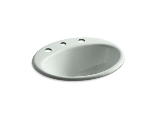 Farmington® drop-in bathroom sink with 8" widespread faucet holes, Sea Salt