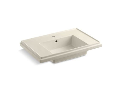Tresham®30" pedestal bathroom sink basin with single faucet hole, Almond