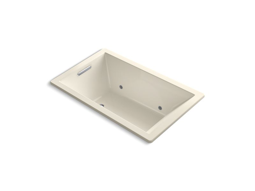 Underscore® Rectangle 60" x 36" drop-in VibrAcoustic® bath with chromatherapy, Almond