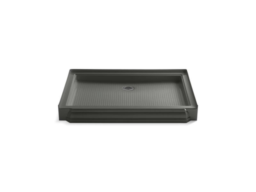 Memoirs® 48" x 34" single threshold rear center drain shower base, Thunder Grey