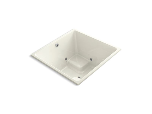Underscore® Rectangle 48" x 48" cube drop-in BubbleMassage™ Air Bath with Bask™ heated surface, chromatherapy and center drain, Biscuit