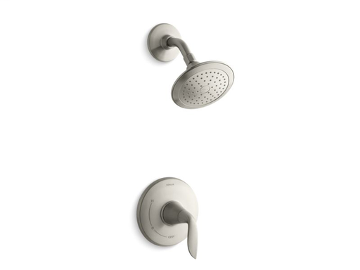 Refinia® Rite-Temp® shower valve trim with lever handle and 2.5 gpm showerhead, Vibrant Brushed Nickel