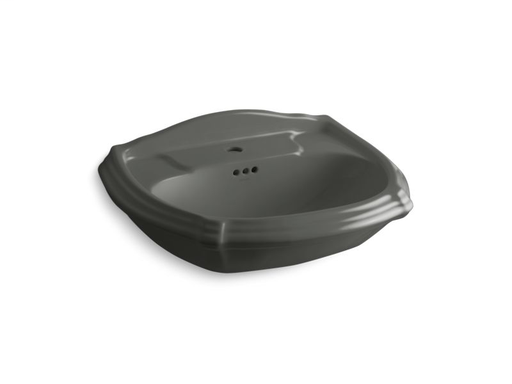 Portrait® pedestal bathroom sink basin with single faucet hole, Thunder Grey