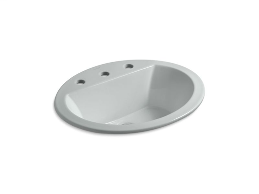 Bryant® oval drop-in bathroom sink with 8" widespread faucet holes, Ice™ Grey