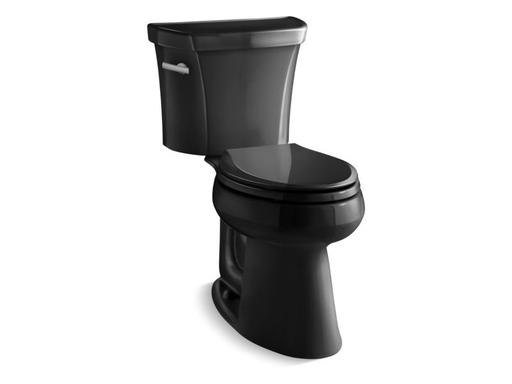 Highline® Comfort Height® two-piece elongated 1.28 gpf toilet with Class Five® flush technology and left-hand trip lever, seat not included, Black Black