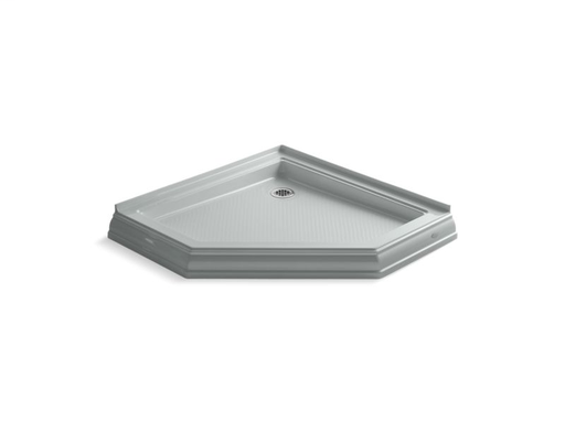 Memoirs® 42" x 42" neo-angle single threshold rear center drain shower base, Ice™ Grey