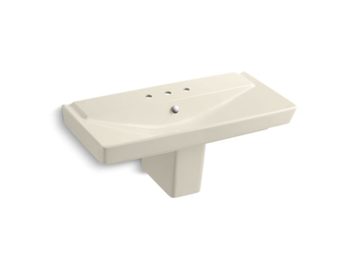 Rêve® 39" semi-pedestal bathroom sink with 8" widespread faucet holes, Almond