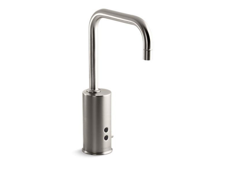 Gooseneck single-hole Touchless™ DC-powered commercial faucet with Insight™ technology and temperature mixer, Vibrant Stainless