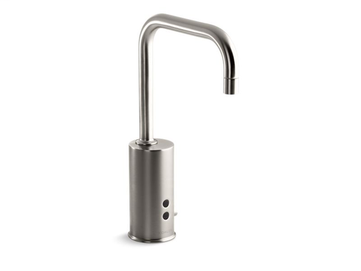 Gooseneck single-hole Touchless™ DC-powered commercial faucet with Insight™ technology and temperature mixer, Vibrant Stainless