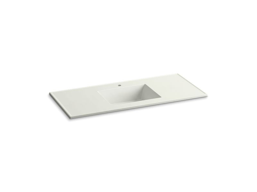 Ceramic/Impressions® 49" rectangular vanity-top bathroom sink with single faucet hole, Dune Impressions