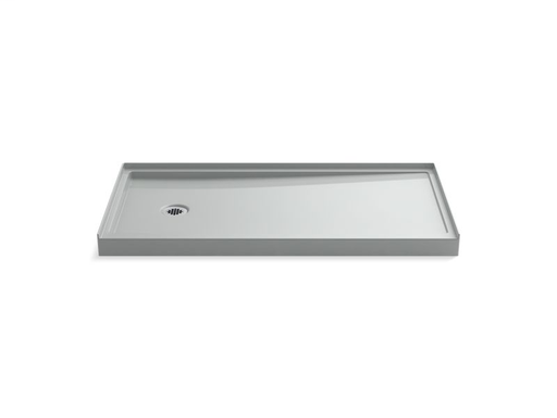 Rely® 60" x 30" single-threshold shower base with left-hand drain, Ice™ Grey