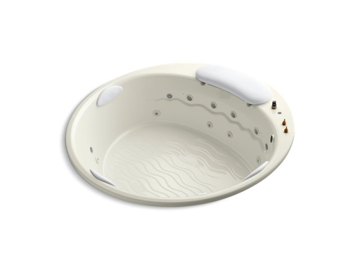 Riverbath® 75" drop-in whirlpool with chromatherapy and heater without jet trim, Biscuit
