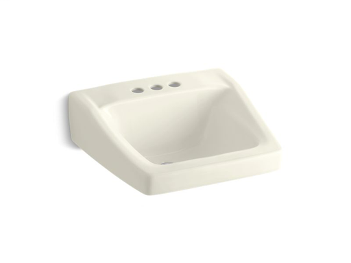 Chesapeake™ 20" x 18-1/4" wall-mount/concealed arm carrier arm bathroom sink with 4" centerset faucet holes, Biscuit