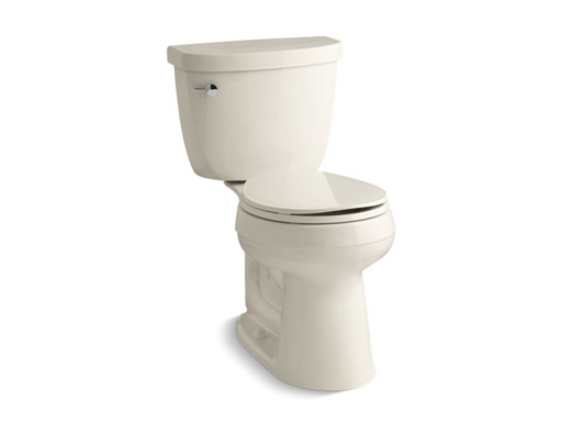 Cimarron® Comfort Height® two-piece round-front 1.6 gpf toilet with AquaPiston® flush technology and left-hand trip lever, seat not included, Almond