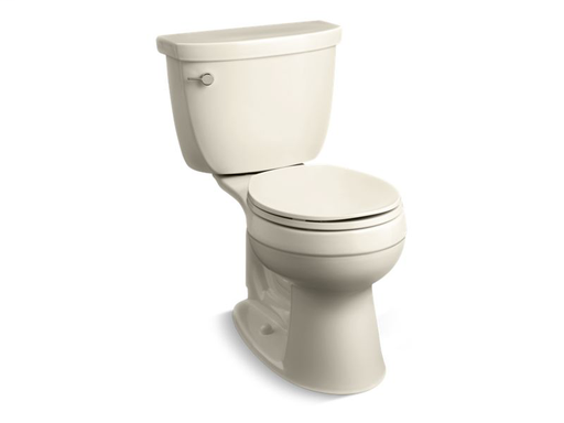 Cimarron® Comfort Height® two-piece round-front 1.28 gpf toilet with AquaPiston® flush technology, left-hand trip lever and Insuliner® tank liner, seat not included, Almond