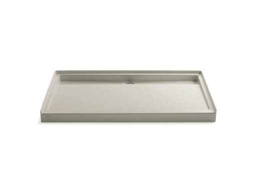 Groove® 60" x 36" single threshold rear center drain shower base, Sandbar