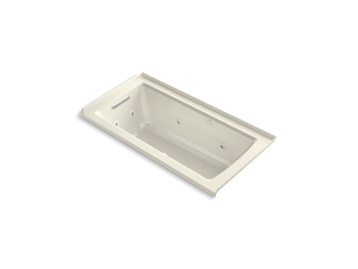 Archer® 60" x 30" integral flange whirlpool + BubbleMassage™ Air Bath with left-hand drain, Biscuit