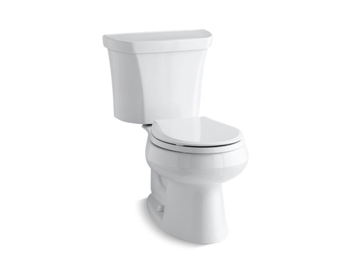 Wellworth® two-piece round-front dual-flush toilet with Class Five® flush technology and right-hand trip lever, seat not included, White