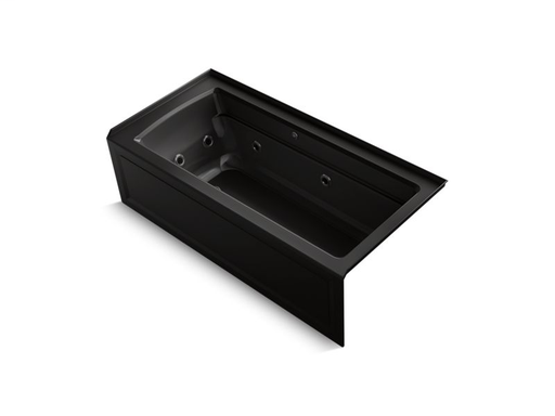 Archer® 66" x 32" integral apron whirlpool + BubbleMassage™ Air Bath with right-hand drain, Black Black