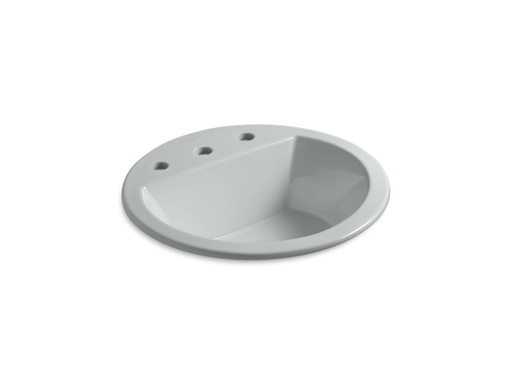 Bryant® round drop-in bathroom sink with 8" widespread faucet holes, Ice™ Grey