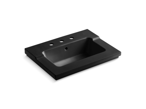 Tresham® vanity-top bathroom sink with 8" widespread faucet holes, Black Black