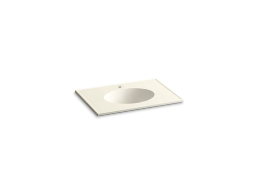 Ceramic/Impressions® 31" oval vanity-top bathroom sink with single faucet hole, Biscuit Impressions
