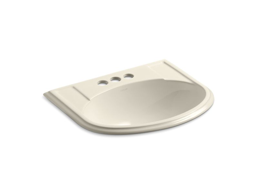 Devonshire® drop-in bathroom sink with 4" centerset faucet holes, Almond