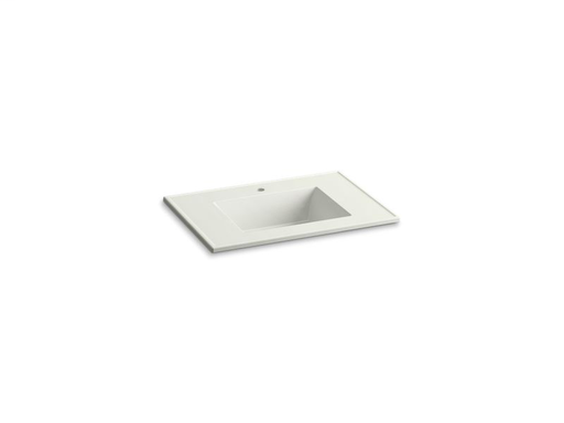 Ceramic/Impressions® 31" rectangular vanity-top bathroom sink with single faucet hole, Dune Impressions