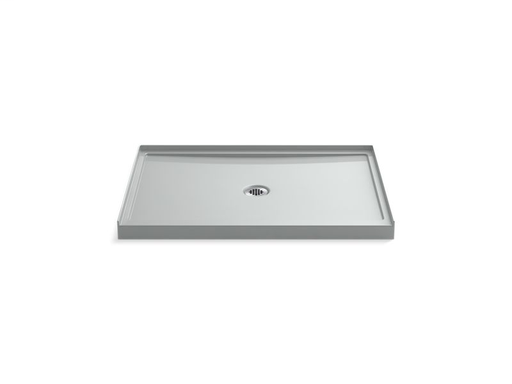 Rely® 48" x 34" single-threshold shower base with center drain, Ice™ Grey