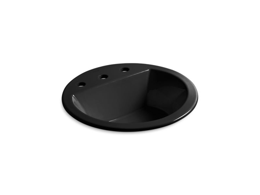 Bryant® round drop-in bathroom sink with 8" widespread faucet holes, Black Black
