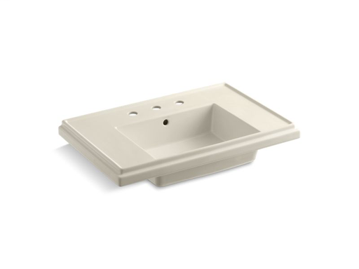 Tresham®30" pedestal bathroom sink basin with 8" widespread faucet holes, Almond
