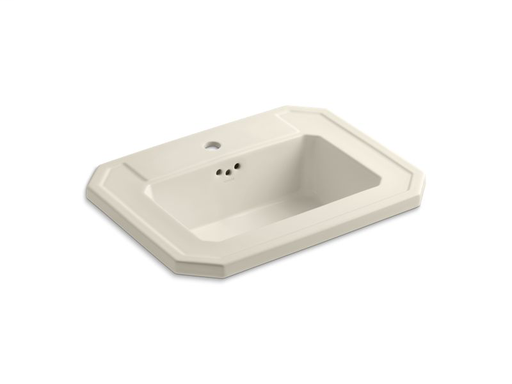 Kathryn® drop-in bathroom sink with single faucet hole, Almond