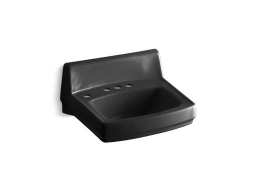 Greenwich™ 20-3/4" x 18-1/4" wall-mount/concealed arm carrier bathroom sink with 4" centerset faucet holes and left-hand soap dispenser hole, Black Black