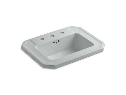 Kathryn® drop-in bathroom sink with 8" widespread faucet holes, Ice™ Grey
