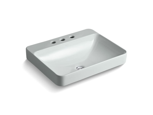 Vox® Rectangle vessel bathroom sink with widespread faucet holes, Ice™ Grey