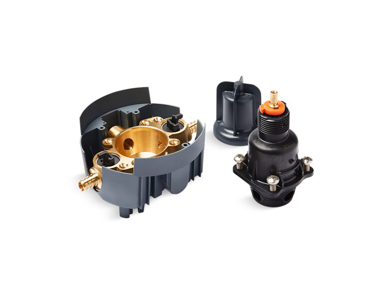 Rite-Temp® pressure-balancing valve body and cartridge kit with service stops and PEX crimp connections, Not Applicable