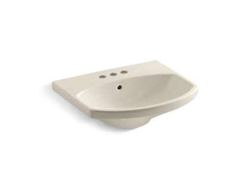 Cimarron® bathroom sink with 4" centerset faucet holes, Almond