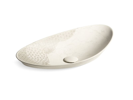 Kensho™ trough vessel bathroom sink, Biancone