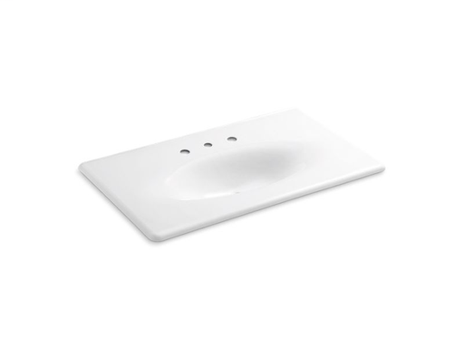 Iron/Impressions® 37" vanity-top bathroom sink with 8" widespread faucet holes, White