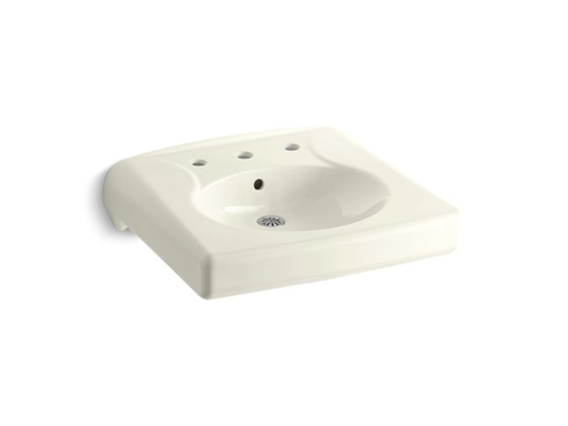 Brenham™ wall-mounted or concealed carrier arm mounted commercial bathroom sink with widespread faucet holes, Biscuit