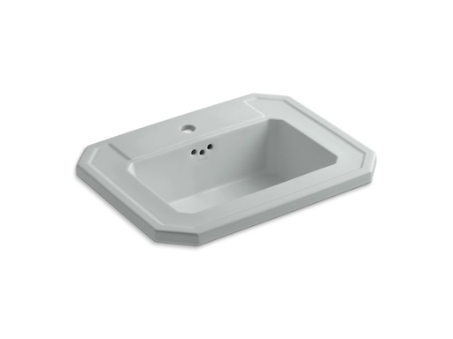 Kathryn® drop-in bathroom sink with single faucet hole, Ice™ Grey