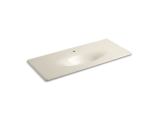 Iron/Impressions® 49" vanity-top bathroom sink with single faucet hole, Almond
