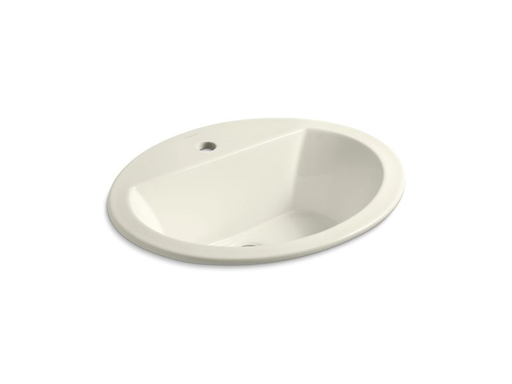 Bryant® oval drop-in bathroom sink with single faucet hole, Biscuit
