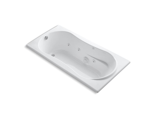 7236 72" x 36" alcove whirlpool with integral flange, right-hand drain and heater, White