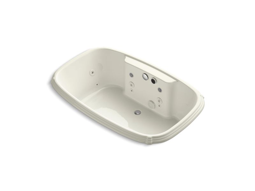 Portrait® 67" x 42" drop-in Effervescence bath with spa package, Biscuit