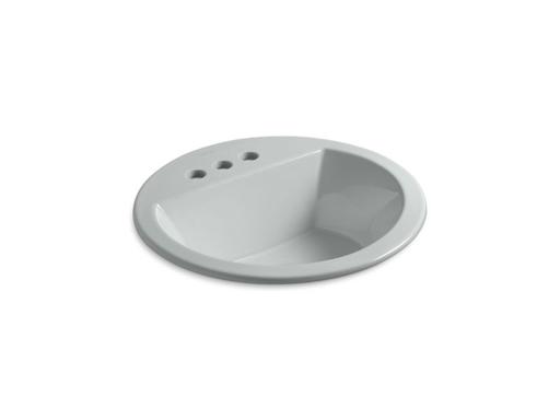Bryant® round drop-in bathroom sink with 4" centerset faucet holes, Ice™ Grey