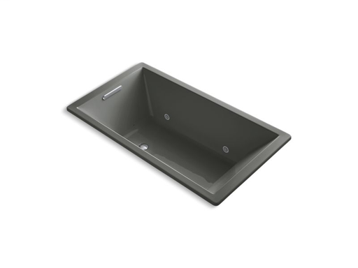 Underscore® Rectangle 66" x 36" drop-in VibrAcoustic® + BubbleMassage™ Air Bath with Bask™ heated surface and chromatherapy, Thunder Grey