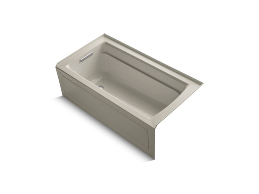 Archer® BubbleMassage™ Air Bath 60" x 32" three-wall alcove bath with integral apron, Bask® heated surface and left-hand drain, Sandbar